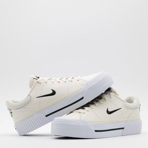 Nike Women's Court Legacy Lift‎ Platform Low Top Shoes Ivory/White Size 9.5